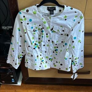 White Polka Dot Jacketsize 10 petite nwt